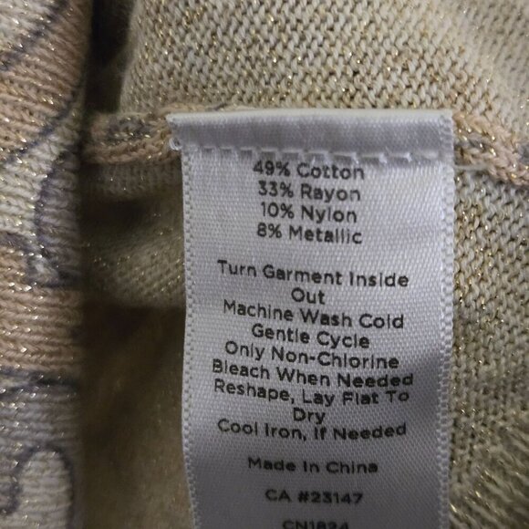 Talbots Neutral Floral Beige Gray Metallic Cardigan Sweater Size Mp - Picture 5 of 5